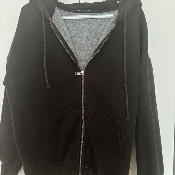 Brandy Melville Tops - Brandy Melville Oversized Black Zip-Up Hoodie